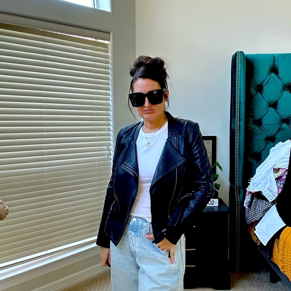 Asymmetrical, leather jacket